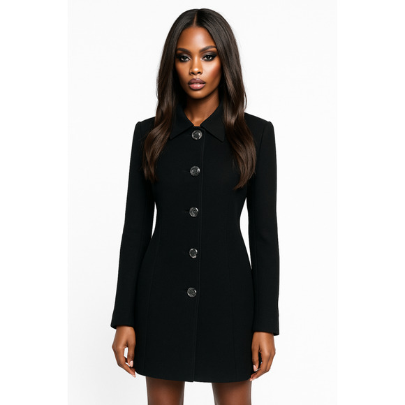 Kristen Blake Wool Coat Women’s Size 6 Black Long Button Front Classic - Picture 8 of 8